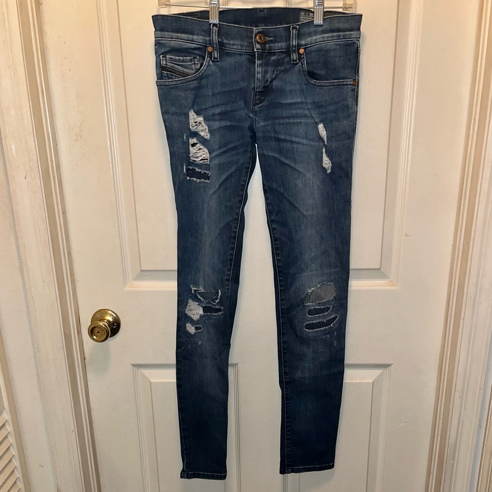 DIESEL Grupee Super Slim Skinny Low Waist Denim Jeans. Waist 26. Inseam 30